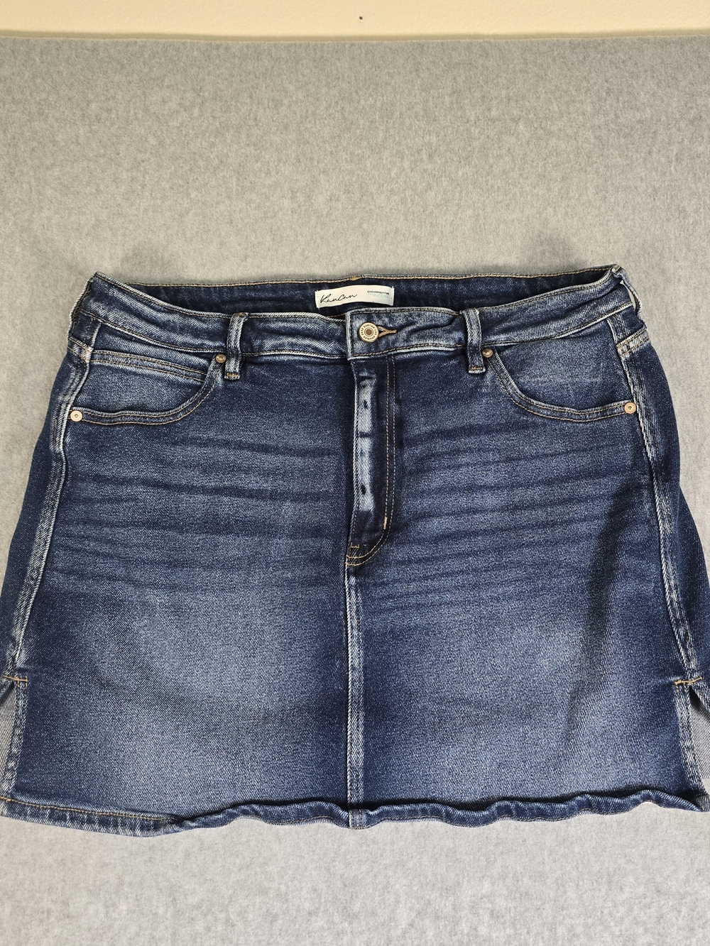 KanCan for Maurices Denim Skirt Size 32 Dark Wash High Rise A-Line Side Slit